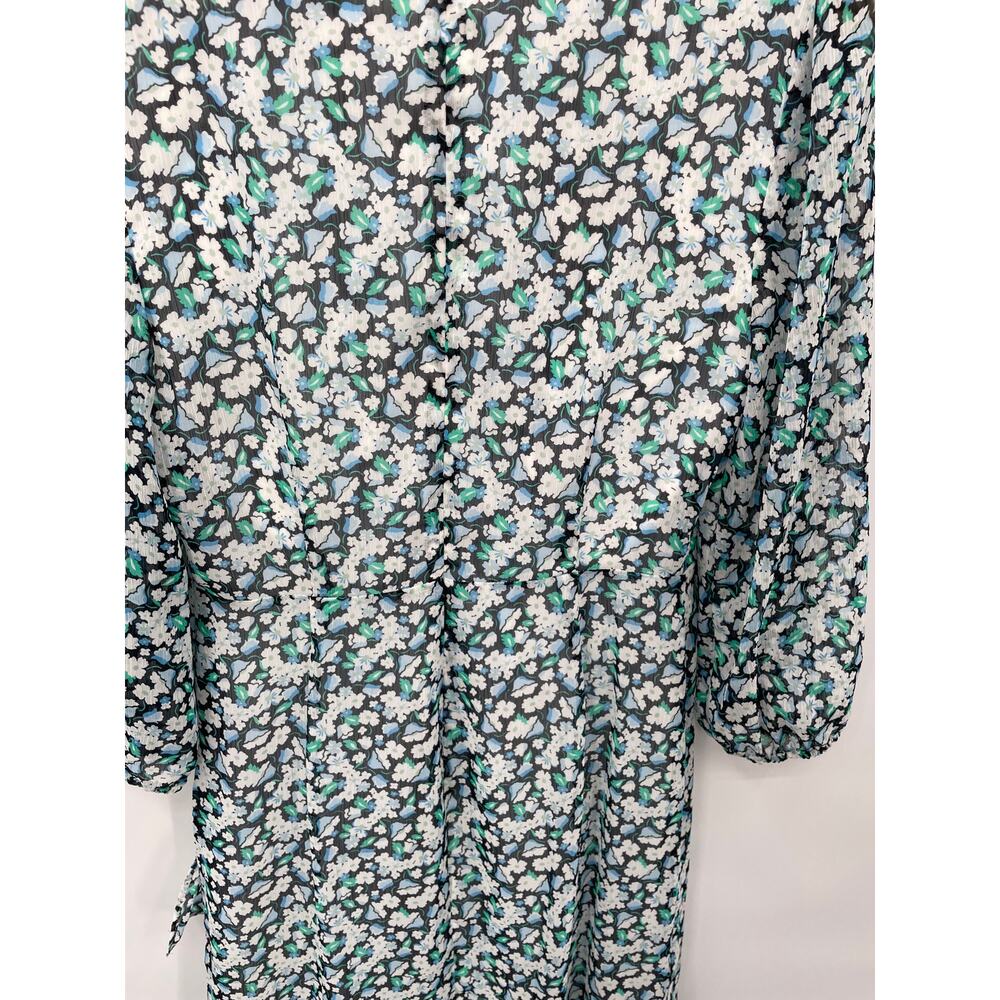 KARL LAGERFELD NWT Floral Long Sleeve V Neck Ruffle Hem Dress // 2 - Picture 10 of 12
